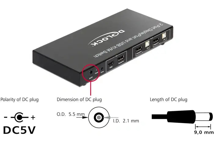 Delock Displayport KVM Switch USB en Audio 2x1 11367 (Nieuw, Open Box