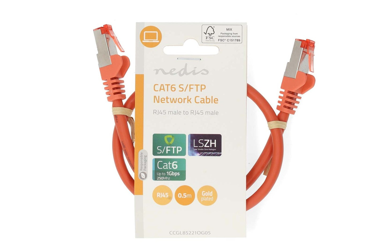 Nedis Netwerkkabel S/FTP CAT6 kabel - 1 meter (Oranje)