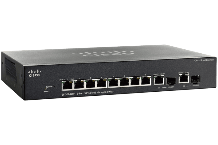 Cisco - SRW208P-K9-EU - SF 302-08P 8-port 10/100 PoE Managed Switch
