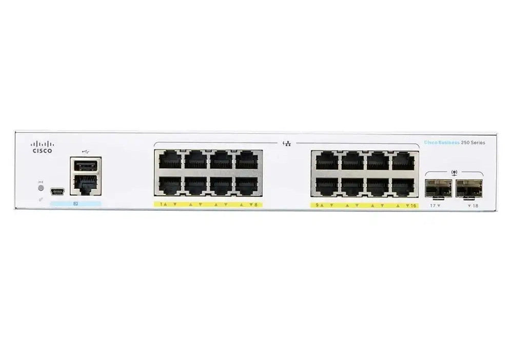 Cisco CBS250-16P-2GEU-RF PoE Switch - Cisco Refresh